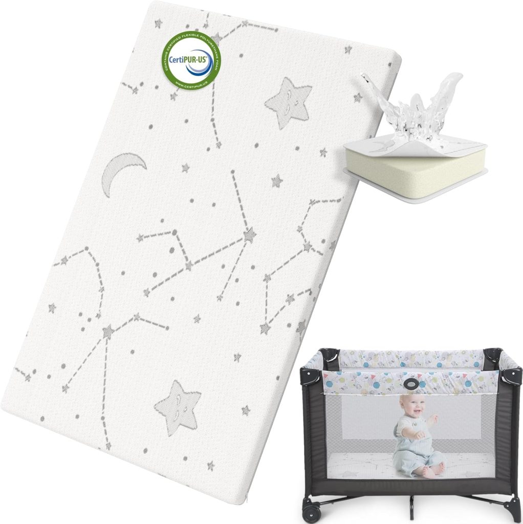 YENING Pack and Play Mattress Pad Baby Pack N Play Mattresses for Playpen and Playard with Washable Cover 38x26x1, 1 Pack