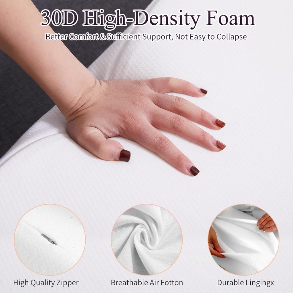 Queen Size(60x8x6) Bed Wedge Pillow for Headboard, Bed Gap Filler Close Gap(0-5.5) Between Mattress and Headboard/Wall, Triangle Bolster Pillow Wedge, No More Lost Your Pillows (White)