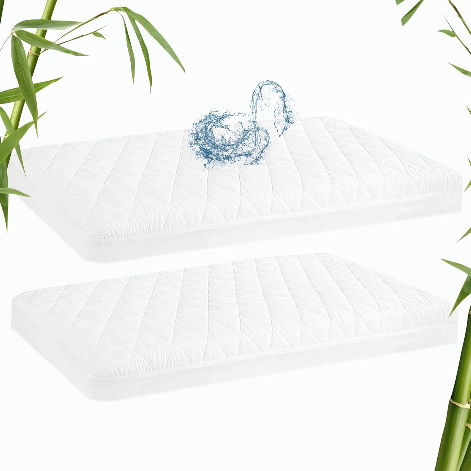 Waterproof Bassinet Mattress Protector Compatible with Koolababy, Maxi-COSI Iora/Swift, HARPPA and BabyBond Baby Bassinet, 2 Pack, Ultra Soft Viscose Made from Bamboo Surface, 19 x 33 Waterproof Bassinet Mattress Protector Compatible with Koolababy, Maxi-COSI Iora/Swift, HARPPA and BabyBond Baby Bassinet, 2 Pack, Ultra Soft Viscose Made from Bamboo Surface, 19 x 33