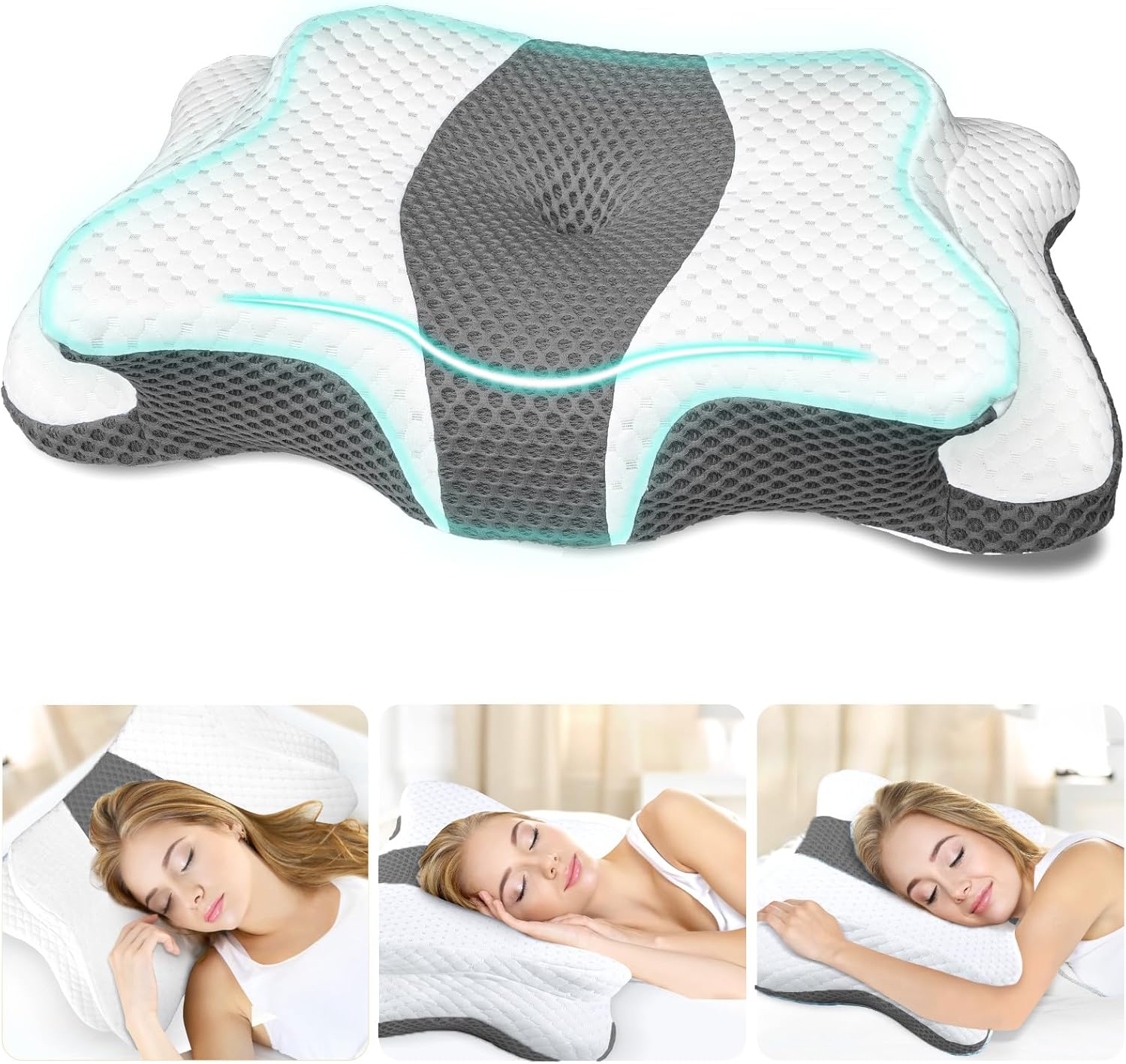Memory Foam Pillows, Cervical Pillow for Neck and Shoulder Pain Relief, Ergonomic Contour Bed Pillow, Soft for Side Sleep Stomach Sleeping and Back Sleeper Memory Foam Pillows, Cervical Pillow for Neck and Shoulder Pain Relief, Ergonomic Contour Bed Pillow, Soft for Side Sleep Stomach Sleeping and Back Sleeper