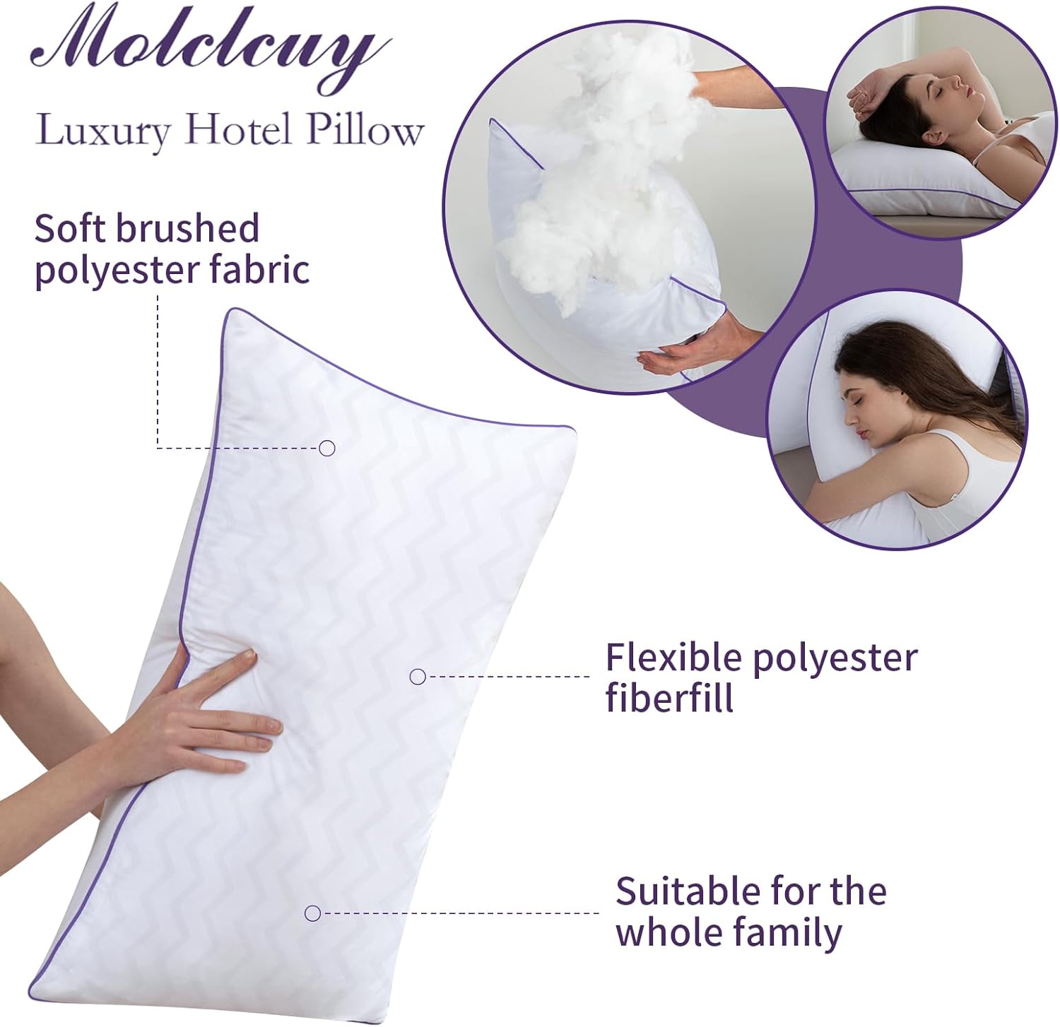 MOLCLCUY Bed Pillows Queen Size Set of 2,Hotel Collection Pillows for Side and Back Sleepers,Super Soft Down Alternative Microfiber Filled Pillows MOLCLCUY Bed Pillows Queen Size Set of 2,Hotel Collection Pillows for Side and Back Sleepers,Super Soft Down Alternative Microfiber Filled Pillows