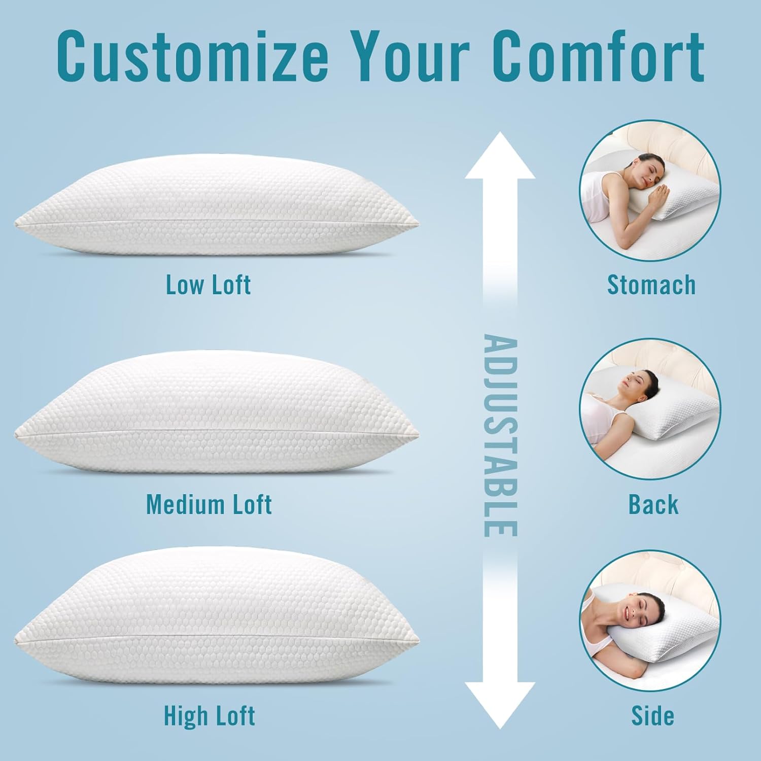 Nctoberows Bed Pillows for Sleeping, Shredded Memory Foam Pillows Standard Size Set of 2 Pack Adjustable Cooling Pillows for Side and Back Sleeper with Washable Removable Cover. Nctoberows Bed Pillows for Sleeping, Shredded Memory Foam Pillows Standard Size Set of 2 Pack Adjustable Cooling Pillows for Side and Back Sleeper with Washable Removable Cover.