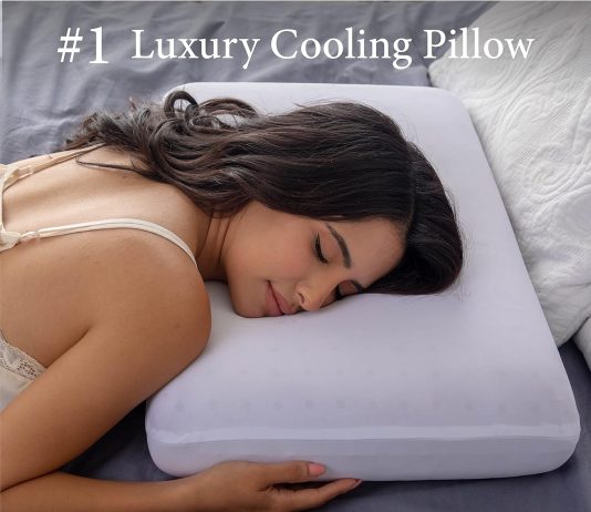 Pharmedoc Cooling Memory Foam Bed Rest Pillows, 1 Pack, Ventilated Lilac Dreamer, Reading, Standard, Back and Side Sleeper Support, Sleeping Pillows for Adults