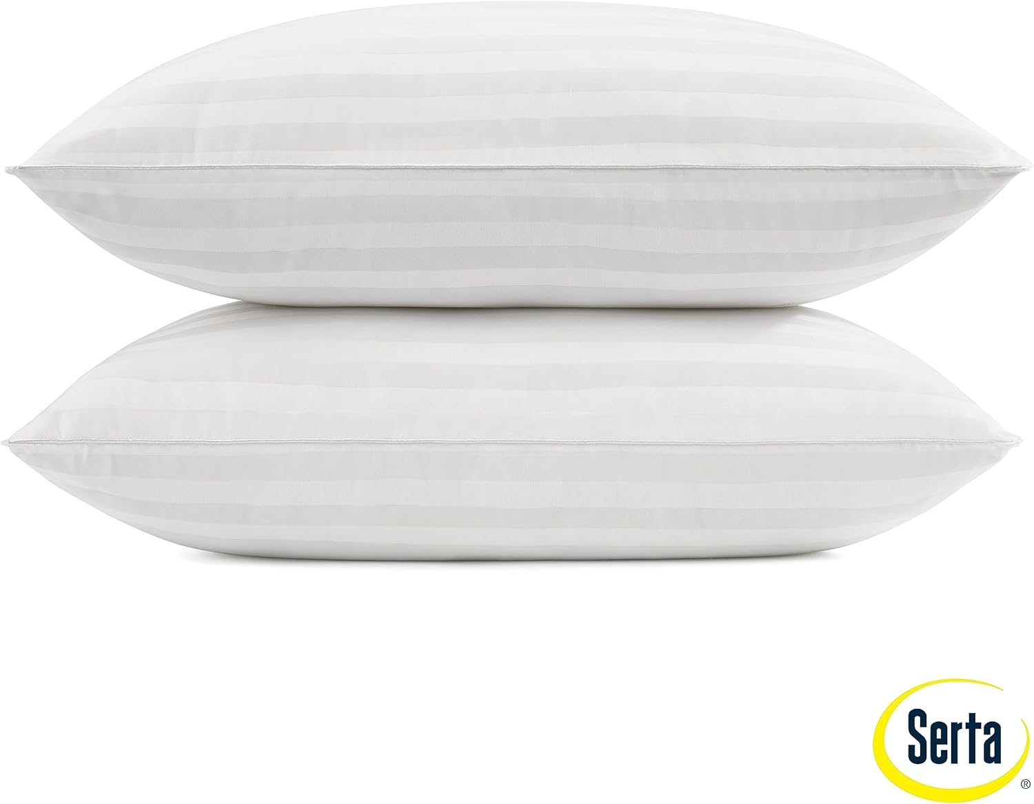 Serta Wont Go Flat Standard/Queen Size Set of Down Alternative Bed Pillows, Extra Life Foam Core with Medium Support, Perfect for Back, Stomach or Side Sleepers, White Serta Wont Go Flat Standard/Queen Size Set of Down Alternative Bed Pillows, Extra Life Foam Core with Medium Support, Perfect for Back, Stomach or Side Sleepers, White